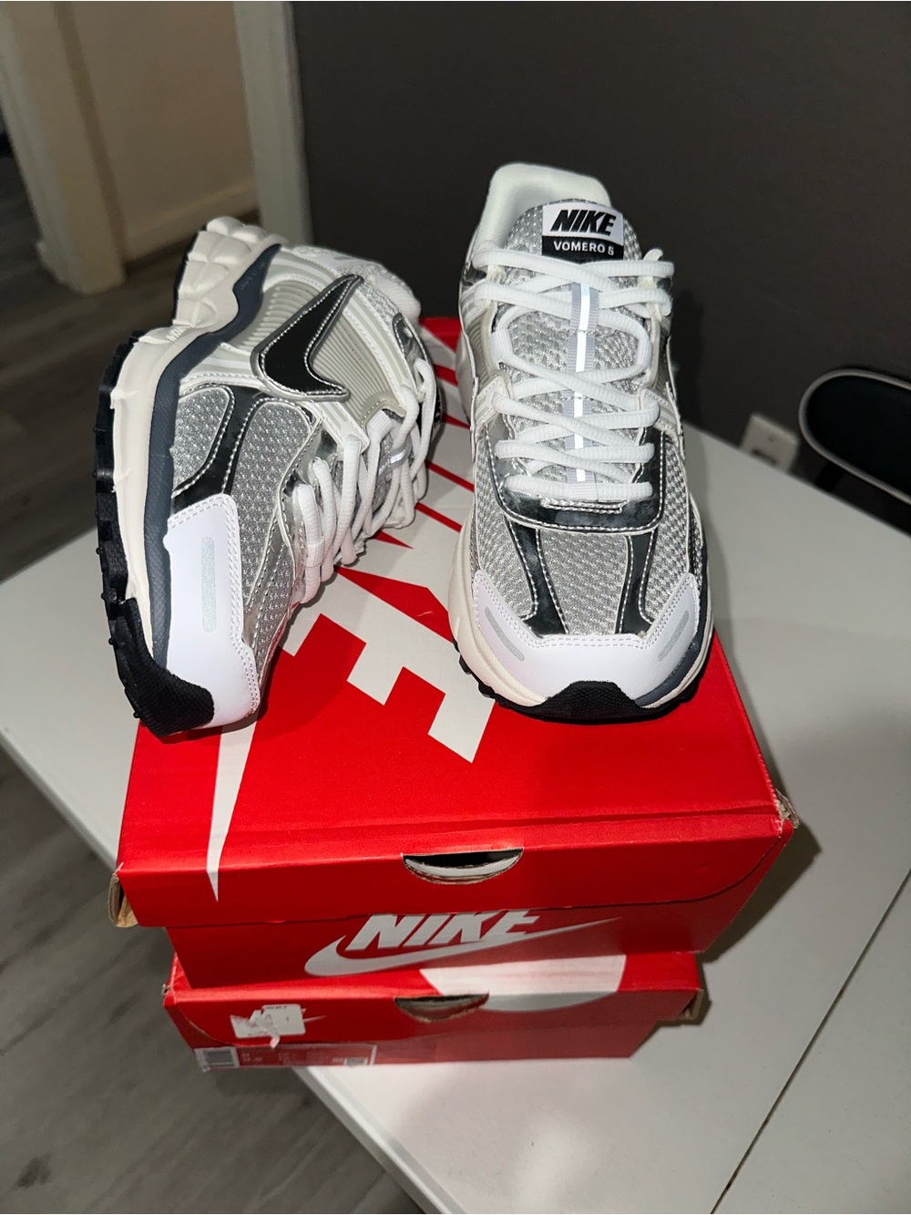 Nike Vomero 5 Sneakers in Silver, White & Black
